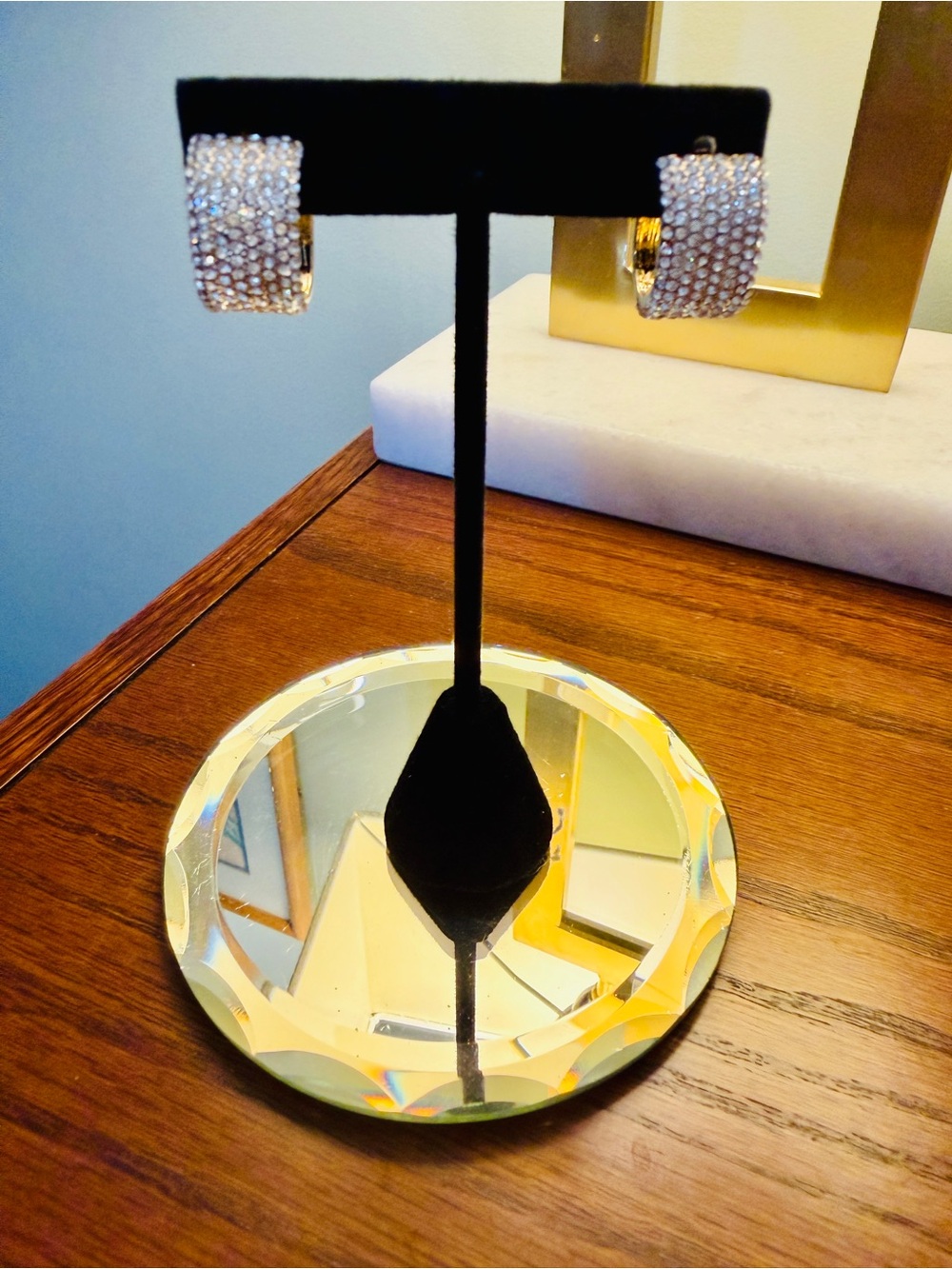 Source Unknown Gold-tone Crystal Pavé Huggie Earrings